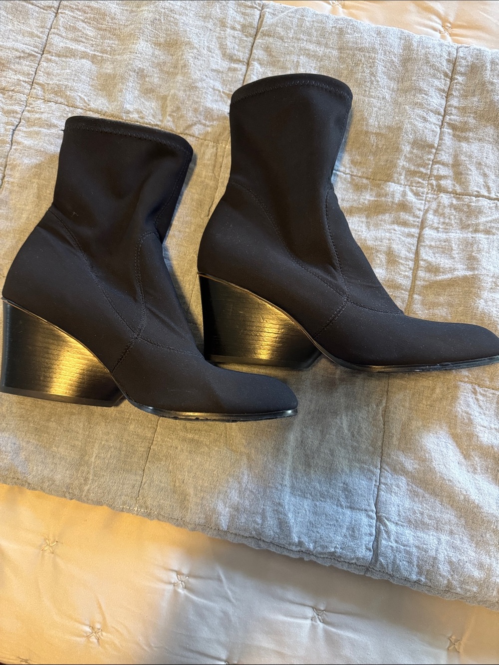 Donald J. Pliner Black Stretch Ankle Booties with Sculpted Block Heel